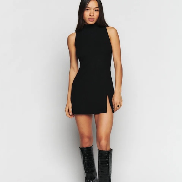 Reformation Skylar Knit Dress Black - Size L - Picture 2 of 7